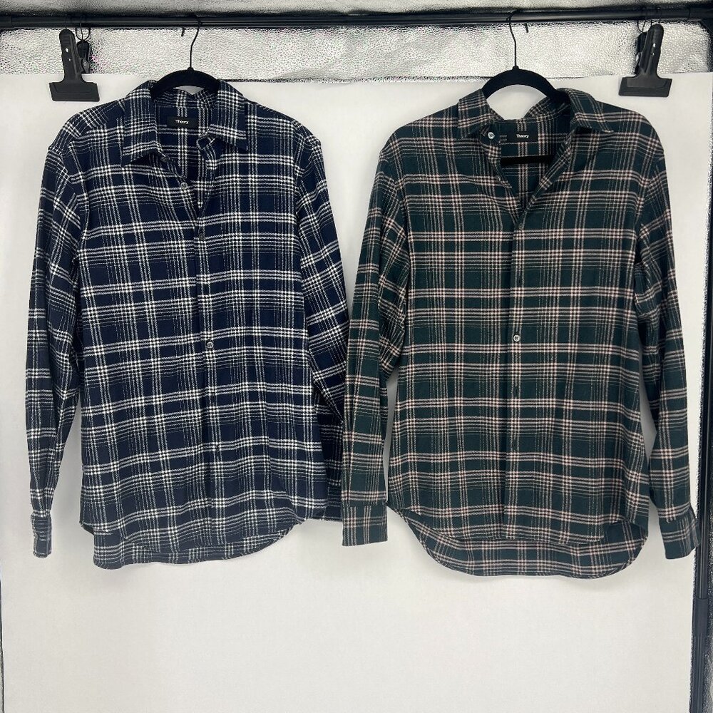 Theory‎ Noll Flannel Button Down Shirts MSRP $450 (Lot of 2)